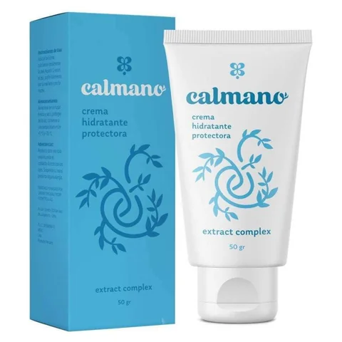 Calmano crema: envase de crema hidratante protectora, tubo de 50 g y su caja